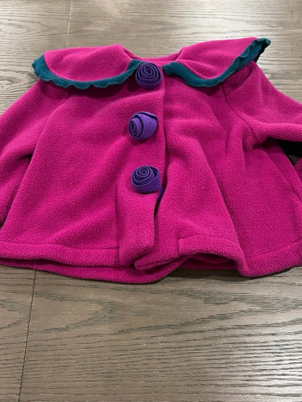 Girls' Ali Mac purple Fleece Coat with Purple Flower Buttons